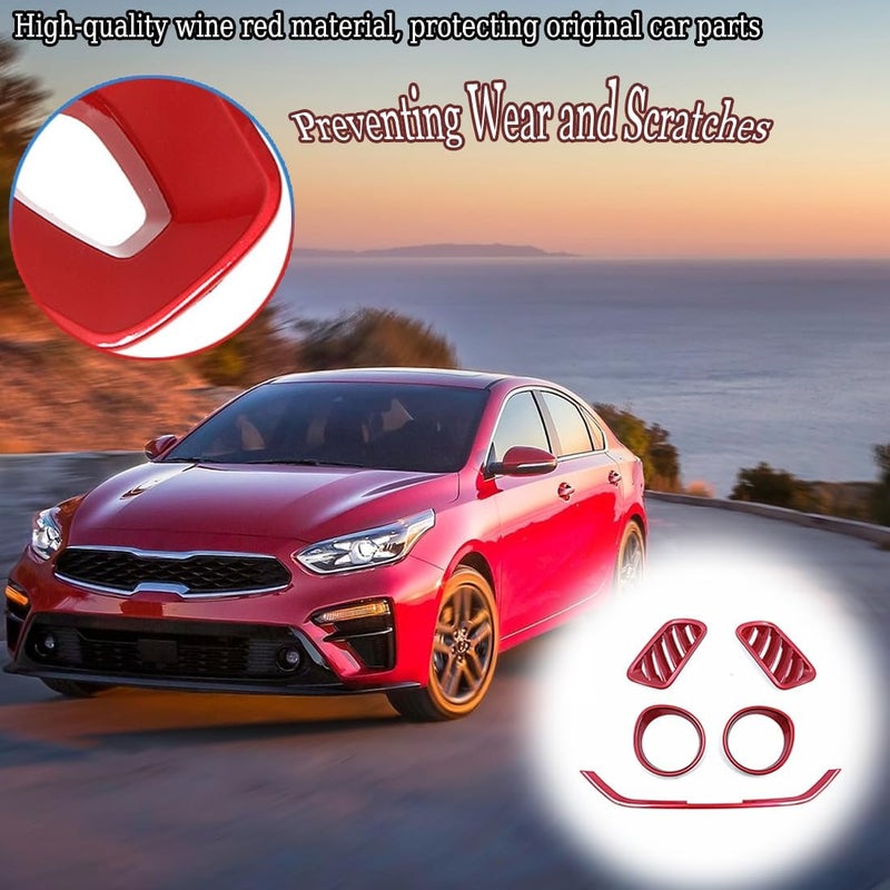 MUXEE for Kia Forte 2019-2024 5PCS ABS Wine red Center Contro Airconditioning Vent Frame Dashboard Upper Wind Outlet Cover Trims Stickers Dashboard Left Right Air Vent Outlet Trim - Image 5